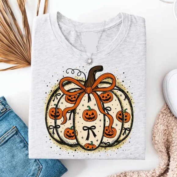 Tops - Halloween Pumpkin Shirt, Retro Halloween Pumpkin Shirt